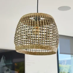 LUMISKY Suspensions Abat Jour Int/ext Fibre Naturelle Beige D38CM -Luminaires Soldes 202 abat jour int ext fibre naturelle beige d38cm 3