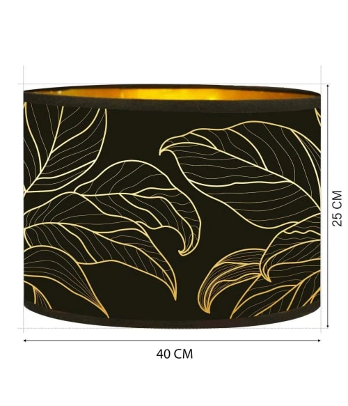 Abat-jours Lampadaires Abat-jour Lampadaire Doré Imprimé Noir Et Or Feuille T 40 X H 25 5 Abat-jours Lampadaires Abat-jour Lampadaire Doré Imprimé Noir Et Or Feuille T 40 X H 25 – Image 3