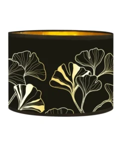 Abat-jours Lampadaires Abat-jour Lampadaire Doré Imprimé Noir Et Or Iris T 40 X H 25