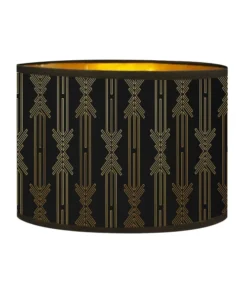 Abat-jours Lampadaires Abat-jour Lampadaire Doré Imprimé Noir Et Or Lazarre T 40 X H 25