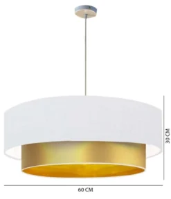 Abat-jours Suspensions Abat-jour Suspension Double Laqué Or Et Blanc T 60 X H 30 -Luminaires Soldes 202 abat jour suspension double laque or et blanc t 60 x h 30 2