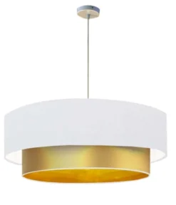 Abat-jours Suspensions Abat-jour Suspension Double Laqué Or Et Blanc T 60 X H 30