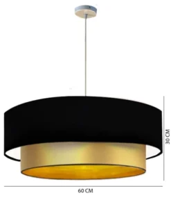 Abat-jours Suspensions Abat-jour Suspension Double Laqué Or Et Noir T 60 X H 30 -Luminaires Soldes 202 abat jour suspension double laque or et noir t 60 x h 30 2