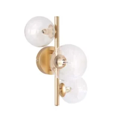 Maisons Du Monde Appliques Murales Et Spots Applique 3 Globes En Verre Et Métal Doré