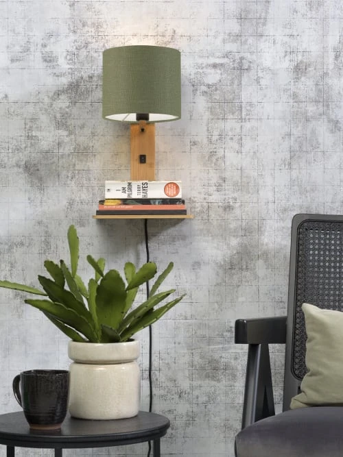 Good & Mojo Appliques Murales Et Spots Applique Bambou/lin Avec Tablette H36cm 4 Good & Mojo Appliques Murales Et Spots Applique Bambou/lin Avec Tablette H36cm – Image 2