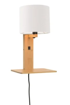 Good & Mojo Appliques Murales Et Spots Applique Bambou/lin Avec Tablette H36cm