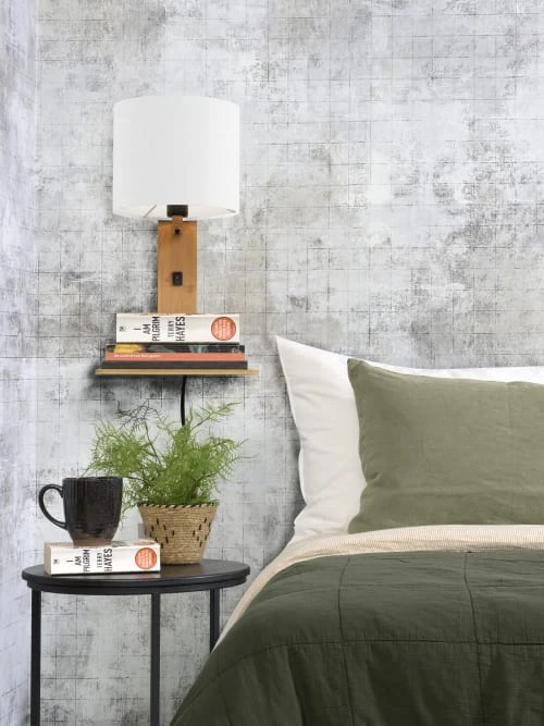 Good & Mojo Appliques Murales Et Spots Applique Bambou/lin Avec Tablette H36cm 4 Good & Mojo Appliques Murales Et Spots Applique Bambou/lin Avec Tablette H36cm – Image 2