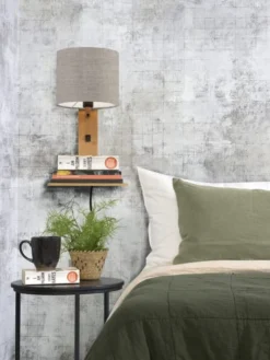 Good & Mojo Appliques Murales Et Spots Applique Bambou/lin Avec Tablette H36cm -Luminaires Soldes 202 applique bambou lin avec tablette h36cm 26