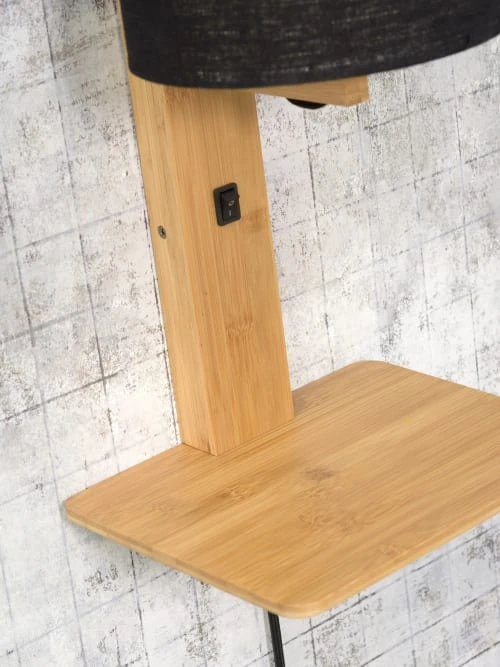 Good & Mojo Appliques Murales Et Spots Applique Bambou/lin Avec Tablette H36cm 6 Good & Mojo Appliques Murales Et Spots Applique Bambou/lin Avec Tablette H36cm – Image 4