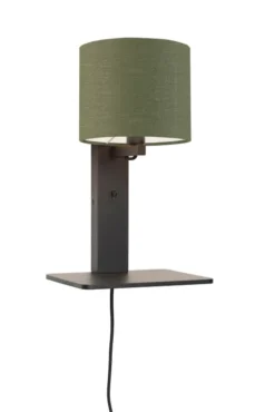 Good & Mojo Appliques Murales Et Spots Applique Bambou Noir/lin Avec Tablette H36cm