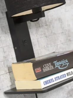 Good & Mojo Appliques Murales Et Spots Applique Bambou Noir/lin Avec Tablette H36cm -Luminaires Soldes 202 applique bambou noir lin avec tablette h36cm 16