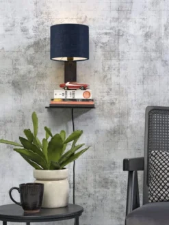 Good & Mojo Appliques Murales Et Spots Applique Bambou Noir/lin Avec Tablette H36cm -Luminaires Soldes 202 applique bambou noir lin avec tablette h36cm 19