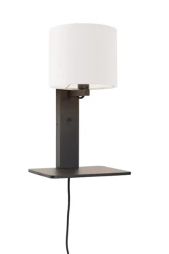 Good & Mojo Appliques Murales Et Spots Applique Bambou Noir/lin Avec Tablette H36cm