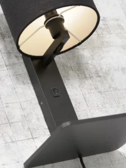 Good & Mojo Appliques Murales Et Spots Applique Bambou Noir/lin Avec Tablette H36cm -Luminaires Soldes 202 applique bambou noir lin avec tablette h36cm 39