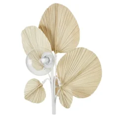 Maisons Du Monde Appliques Murales Et Spots Applique En Métal Blanc Orné De Feuilles En Fibre De Palmier Et Globe En Verre -Luminaires Soldes 202 applique en metal blanc orne de feuilles en fibre de palmier et globe en verre 1000 10 31 226433 2