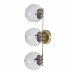 Maisons Du Monde Appliques Murales Et Spots Applique En Métal Doré 3 Globes En Verre Fumé