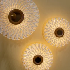 Now’s Home Appliques Murales Et Spots Applique En Tissu Blanc Cassé Avec Miroir D40 -Luminaires Soldes 202 applique en tissu blanc casse avec miroir d40 2