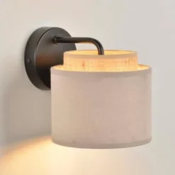 Corep Appliques Murales Et Spots Applique Métal Velours Et Raphia D15cm -Luminaires Soldes 202 applique metal velours et raphia d15cm 2