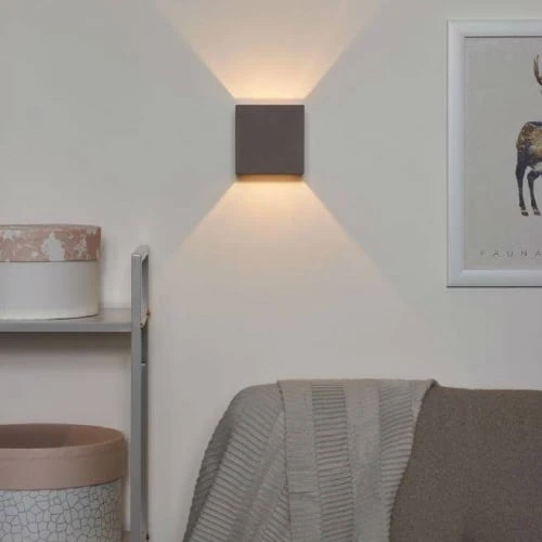 Lucide Appliques Murales Et Spots Applique Murale Cubique Plâtre Gris H11.5cm 4 Lucide Appliques Murales Et Spots Applique Murale Cubique Plâtre Gris H11.5cm – Image 2