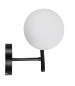 Ixia Appliques Murales Et Spots Applique Murale Métal Noir Et Globe En Verre Dépoli Blanc