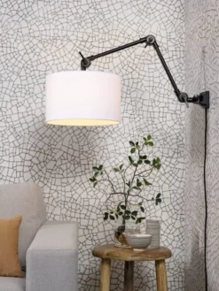 It's About Romi Appliques Murales Et Spots Applique Noire 2 Bras Et Abat-jour Blanc L80cm -Luminaires Soldes 202 applique noire 2 bras et abat jour blanc l80cm 1
