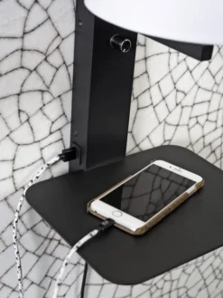 It's About Romi Appliques Murales Et Spots Applique Noire Avec Tablette Et Abat-jour Gris H42cm -Luminaires Soldes 202 applique noire avec tablette et abat jour gris h42cm 2