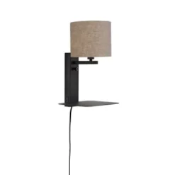 It's About Romi Appliques Murales Et Spots Applique Noire Avec Tablette Et Abat-jour Noir H42cm -Luminaires Soldes 202 applique noire avec tablette et abat jour gris h42cm 5