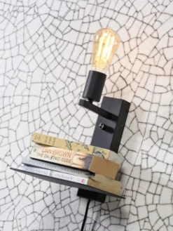 It's About Romi Appliques Murales Et Spots Applique Noire Avec Tablette H25cm -Luminaires Soldes 202 applique noire avec tablette h25cm 2