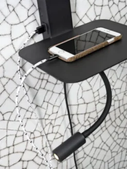 It's About Romi Appliques Murales Et Spots Applique Noire Avec Tablette Liseuse Et Abat-jour H52cm -Luminaires Soldes 202 applique noire avec tablette liseuse et abat jour h52cm 3