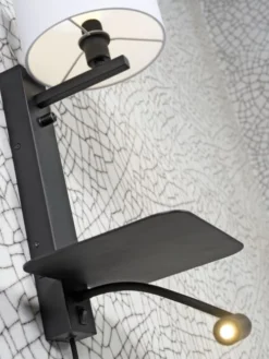 It's About Romi Appliques Murales Et Spots Applique Noire Avec Tablette Liseuse Et Abat-jour H52cm -Luminaires Soldes 202 applique noire avec tablette liseuse et abat jour h52cm 5