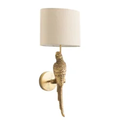 Maisons Du Monde Appliques Murales Et Spots Applique Perroquet Doré Et Abat-jour En Coton écru
