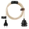 Hoopzi Suspensions Fil électrique En Tissu Luminaire Beige 4,5m -Luminaires Soldes 202 fil electrique en tissu luminaire beige 4 5m