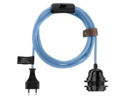 Hoopzi Suspensions Fil électrique En Tissu Luminaire Bleu Ciel 4,5m