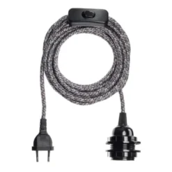 Hoopzi Suspensions Fil électrique En Tissu Luminaire Pied De Poule 4,5m -Luminaires Soldes 202 fil electrique en tissu luminaire gentleman chevron 4 5m