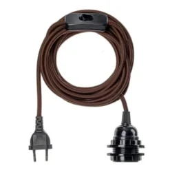 Hoopzi Suspensions Fil électrique En Tissu Luminaire Bleu Marine 4,5m -Luminaires Soldes 202 fil electrique en tissu luminaire marron 4 5m 2