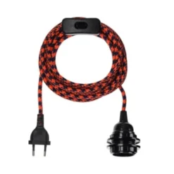 Hoopzi Suspensions Fil électrique En Tissu Luminaire Pied De Poule 4,5m -Luminaires Soldes 202 fil electrique en tissu luminaire pied de poule c b 4 5m 1