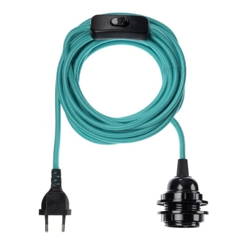 Hoopzi Suspensions Fil électrique En Tissu Luminaire Turquoise 4,5m 3 Hoopzi Suspensions Fil électrique En Tissu Luminaire Turquoise 4,5m