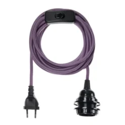 Hoopzi Suspensions Fil électrique En Tissu Luminaire Bleu Marine 4,5m -Luminaires Soldes 202 fil electrique en tissu luminaire violet 4 5m 2