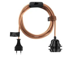 Hoopzi Suspensions Fil électrique Sectionnable En Tissu Luminaire Laiton 4,5m -Luminaires Soldes 202 fil electrique sectionnable en tissu luminaire cuivre 4 5m 6