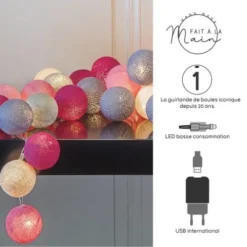 La Case De Cousin Paul Guirlandes Et Décorations Lumineuses Guirlande Lumineuse Rose Et Gris -Luminaires Soldes 202 guirlande lumineuse rose et gris 3