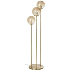 Maisons Du Monde Lampadaires Lampadaire 3 Globes En Verre Ambré Et Métal Doré H114