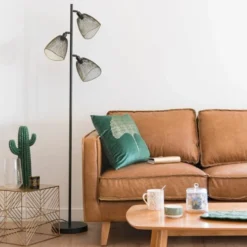 Maisons Du Monde Lampadaires Lampadaire 3 Spots En Métal Noir Et Doré H165 -Luminaires Soldes 202 lampadaire 3 spots en metal noir et dore h165 1000 8 34 171742 3