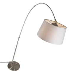 QAZQA Lampadaires Lampadaire à Arc En Acier Gris -Luminaires Soldes 202 lampadaire a arc en acier gris 4