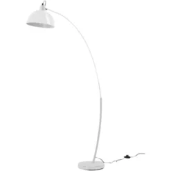 ATHM DESIGN Lampadaires Lampadaire Abat Jour Et Pied Métal Blanc