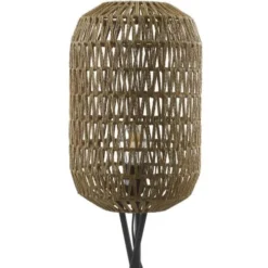 ATHM DESIGN Lampadaires Lampadaire Abat Jour Rotin Beige Et Pieds Métal Noir -Luminaires Soldes 202 lampadaire abat jour rotin beige et pieds metal noir 4