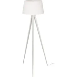 ATHM DESIGN Lampadaires Lampadaire Abat Jour Tissu Gris Et Pied Métal Effet Bois -Luminaires Soldes 202 lampadaire abat jour tissu blanc et pied metal 13