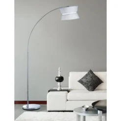 ATHM DESIGN Lampadaires Lampadaire Abat Jour Tissu Blanc Pied Métal -Luminaires Soldes 202 lampadaire abat jour tissu blanc pied metal 2