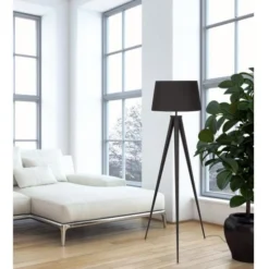 ATHM DESIGN Lampadaires Lampadaire Abat Jour Tissu Noir Et Pied Métal -Luminaires Soldes 202 lampadaire abat jour tissu noir et pied metal 1