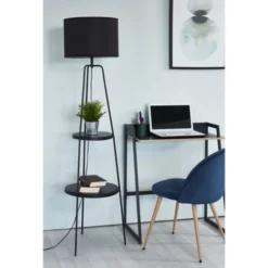 ATHM DESIGN Lampadaires Lampadaire Abat Jour Tissu Noir Et Pieds Métal Noir -Luminaires Soldes 202 lampadaire abat jour tissu noir et pieds metal noir 2
