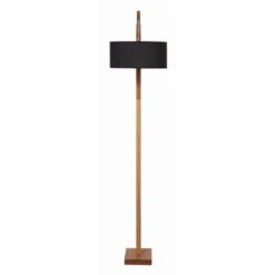 ATHM DESIGN Lampadaires Lampadaire Abat Jour Tissu Noir Pied Bois -Luminaires Soldes 202 lampadaire abat jour tissu noir pied bois 3